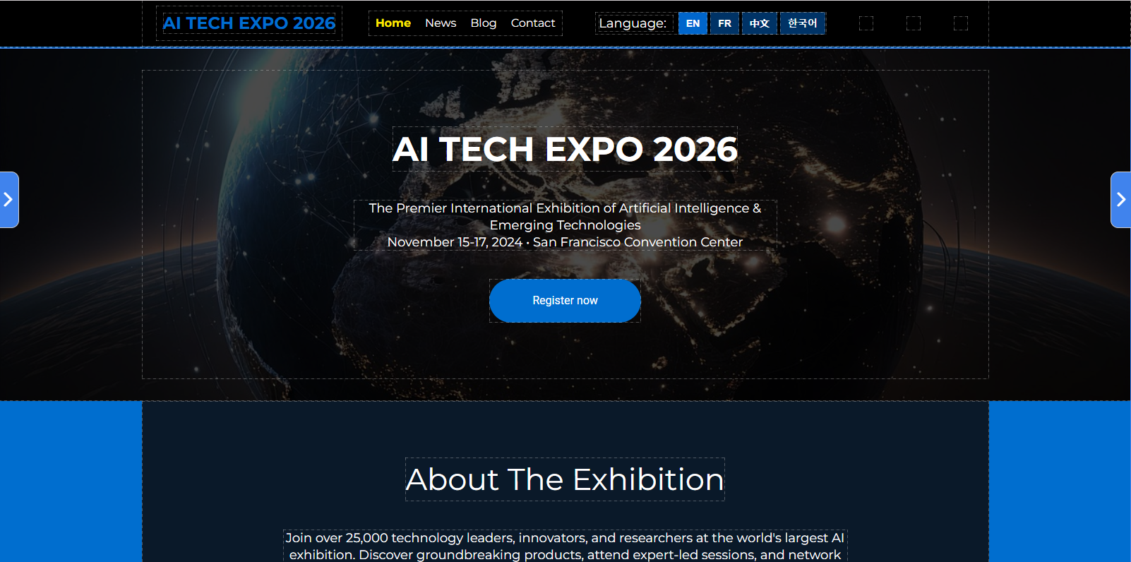Creating a landing page for an IT exhibition