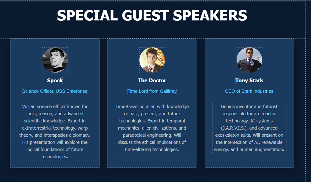 AI-generated speakers section on the FUTURAI landing page